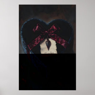 Vintage Heart Pendant Velvet Ribbon Gothic Poster