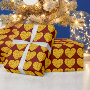 Vintage Heart Shape Jigsaw Puzzle Wrapping Paper