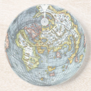 Vintage Heart Shaped Antique World Map Peter Apian Coaster