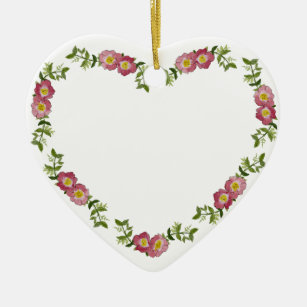 Vintage Heart-Shaped Wreath of Flowers for Mum Ceramic Tree Decoration