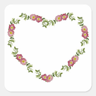 Vintage Heart-Shaped Wreath of Flowers for Mum Square Sticker