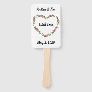 Vintage Heart-Shaped Wreath of Flowers for Wedding Hand Fan