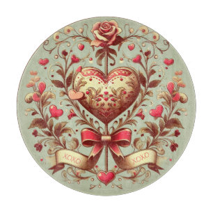 Vintage Heart Valentine's day xoxo  Cutting Board