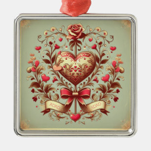 Vintage Heart Valentine's day xoxo Metal Tree Decoration