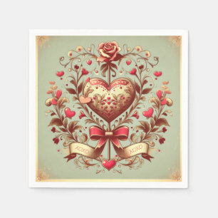 Vintage Heart Valentine's day xoxo Napkin