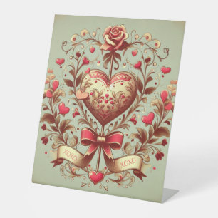 Vintage Heart Valentine's day xoxo Pedestal Sign