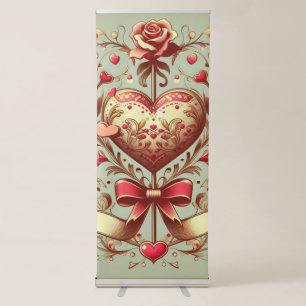 Vintage Heart Valentine's day xoxo Retractable Banner