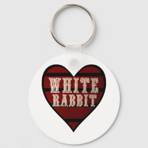 Vintage Heart White Rabbit Key Ring