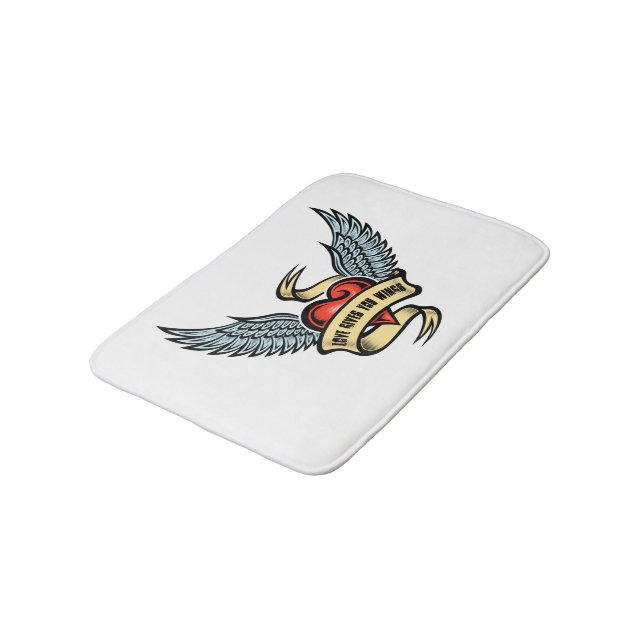 Vintage Heart With Wings, Love Gives You Wings Bath Mat (Angled)