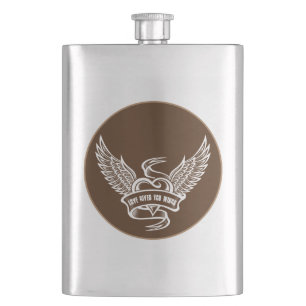 Vintage Heart With Wings, Love Gives You Wings Hip Flask