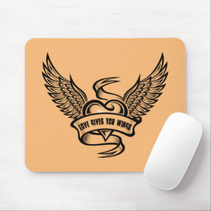 Vintage Heart With Wings, Love Gives You Wings Mouse Mat