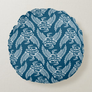 Vintage Heart With Wings Round Cushion