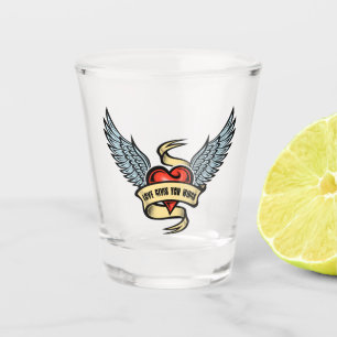 Vintage Heart With Wings Shot Glass