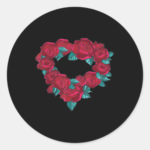 Vintage Heart Wreath With Red Roses For Romance An Classic Round Sticker