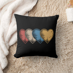 Vintage Hearts Cool Retro Valentines Day Gift  Cushion