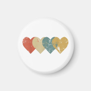 Vintage Hearts Cool Retro Valentines Day Gift for Magnet