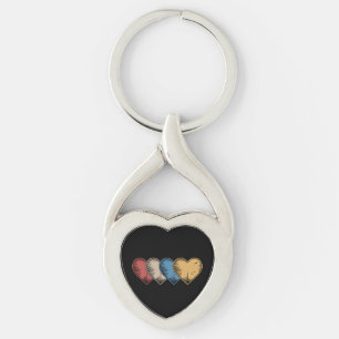 Vintage Hearts Cool Retro Valentines Day Gift Key Ring