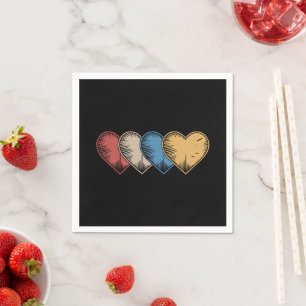 Vintage Hearts Cool Retro Valentines Day Gift Napkin