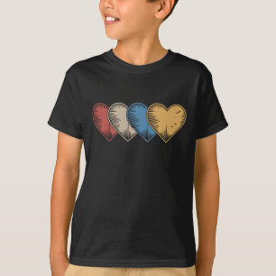 Vintage Hearts Cool Retro Valentines Day Gift  T-Shirt