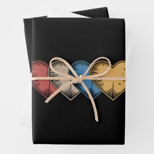 Vintage Hearts Cool Retro Valentines Day Gift  Wrapping Paper Sheet