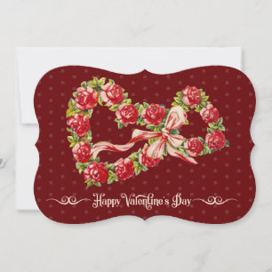 Vintage Hearts Floral Happy Valentine's Day Retro Holiday Card