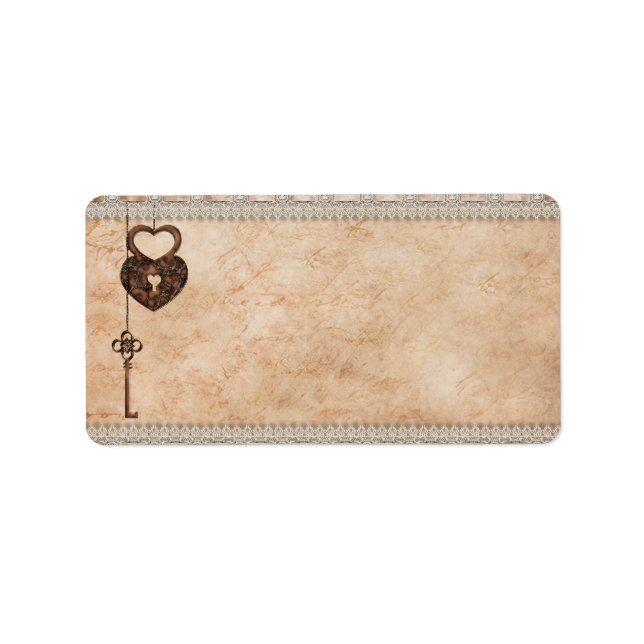 Vintage Hearts Lock and Key Label (Front)