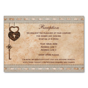 Vintage Hearts Lock and Key Reception Insert Table Number