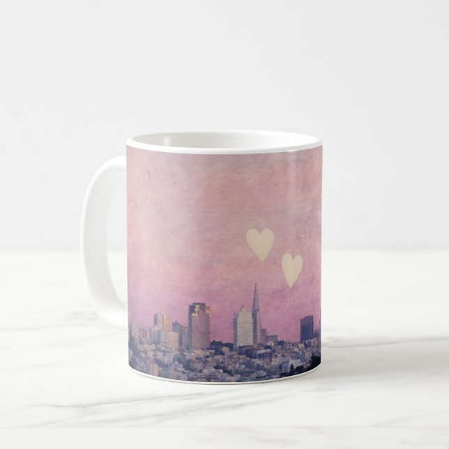 Vintage Hearts San Francisco Skyline Mug (Front Left)