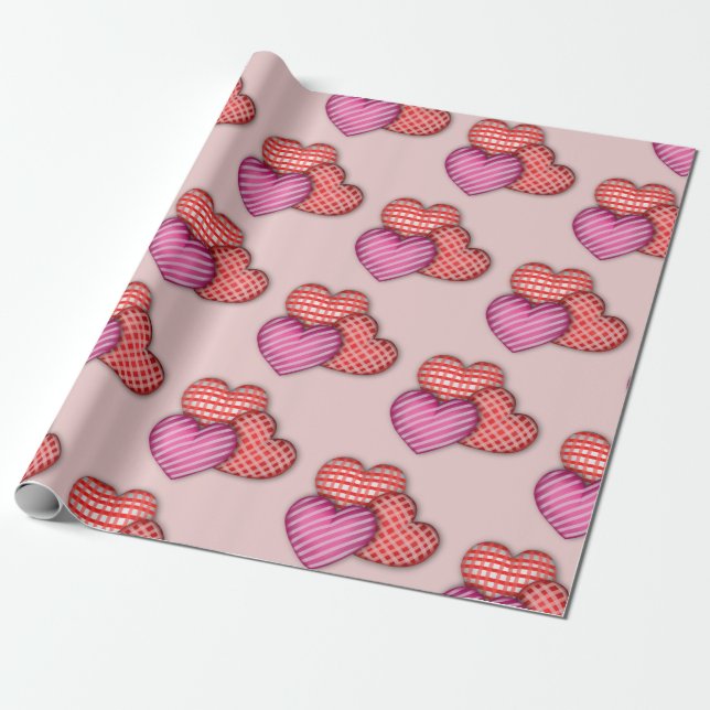 Vintage Hearts Wrapping Paper (Unrolled)