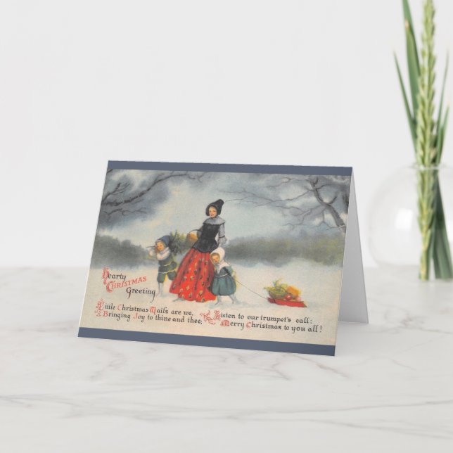 Vintage Hearty Christmas Greeting Card (Front)