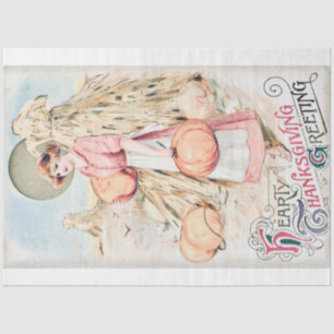 Vintage Hearty Thanksgiving Greeting Tissue Paper