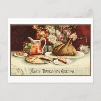 Vintage Hearty Thanksgiving Greetings Holiday Post Postcard