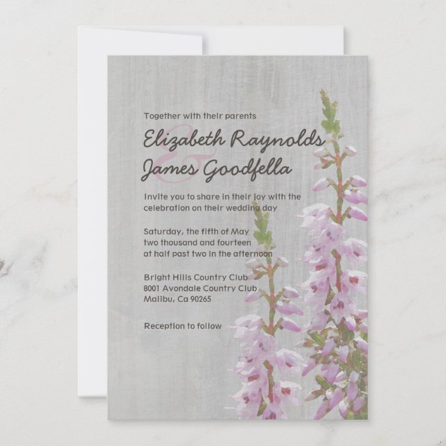 Vintage Heather Wedding Invitations (Front)