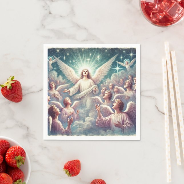 Vintage Heavenly Host of Angels Nativity Decoupage Napkin (Insitu)