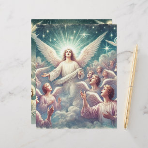 Vintage Heavenly Host of Angels Scrapbook Paper