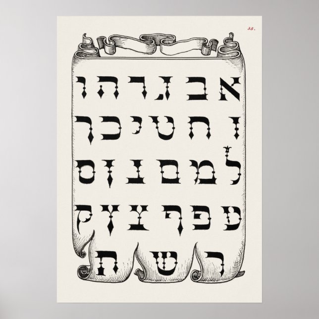 Vintage Hebrew Alphabet Poster (Front)