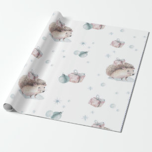 VINTAGE HEDGEHOG CHRISTMAS GIFT WRAPPING  WRAPPING PAPER