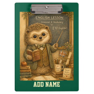 Vintage Hedgehog English Teacher Clipboard
