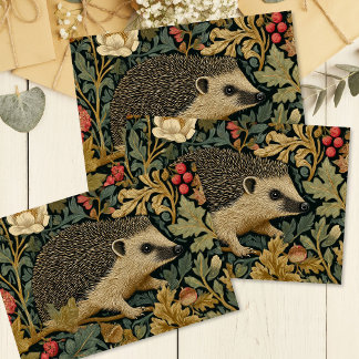 Vintage Hedgehog Forest Floral William Morris  Tissue Paper