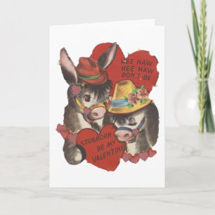 Vintage Hee Haw Donkey Valentine Holiday Card