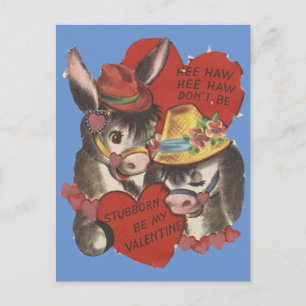 Vintage Hee Haw Donkey Valentine Holiday Postcard
