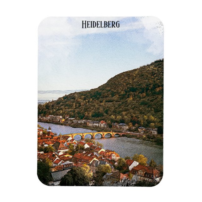 Vintage Heidelberg Germany City View Magnet (Vertical)
