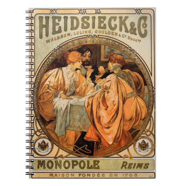 Vintage Heidsieck & Co Monopole Reims Wine Label Notebook (Front)