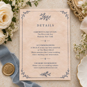 Vintage Heirloom Sketch Wildflower Wedding Enclosure Card