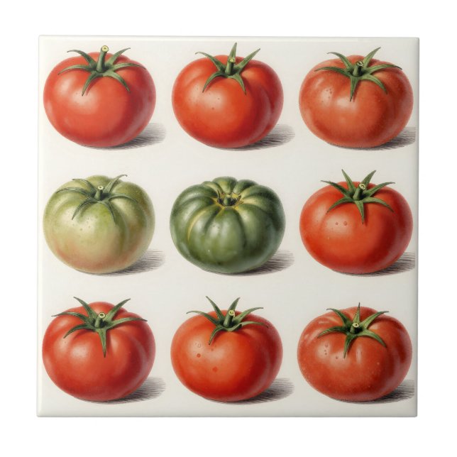 Vintage Heirloom Tomato Variety Botanical Grid  Tile (Front)