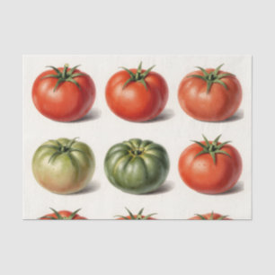Vintage Heirloom Tomato Variety Botanical Grid Tissue Paper