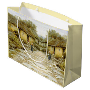 Vintage Helen Allingham Irish Cottage Large Gift Bag