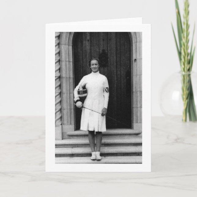 Vintage Helene Mayer Fencing Photo Note Card (Front)