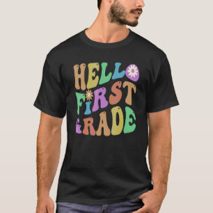 Vintage Hello 1st Grade Teacher Groovy First Grade T-Shirt