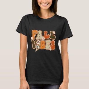 Vintage Hello Fall Floral Groovy Fall Vibes Autumn T-Shirt